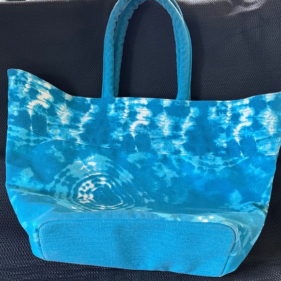 Handbags - Blue Tie-Dye Tote Bag Cute With Zippered Pocket Inside Nice❤️